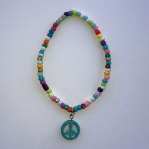 Multicolor handmade Beaded Anklet with Peace Charm